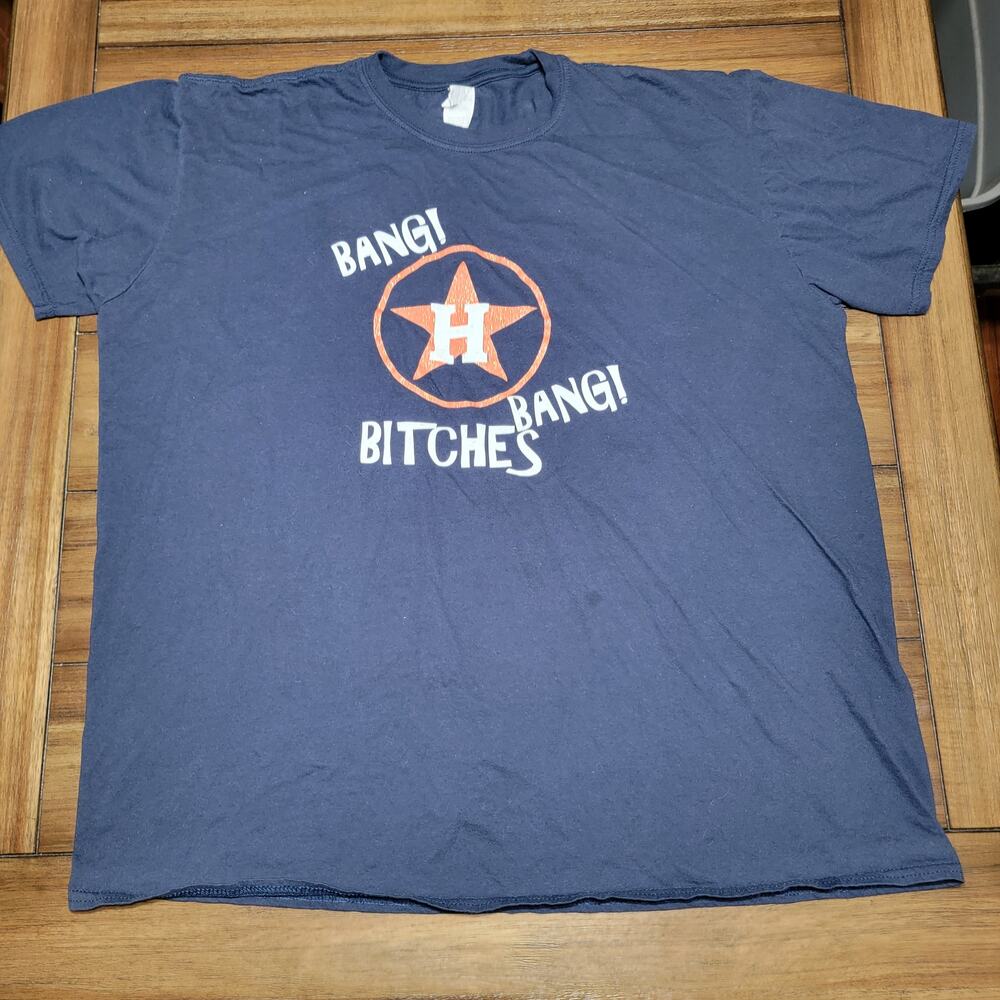 Houston Astros Dark Blue Unisex Tee "Bang! Bang! B*tches" Size 2XL